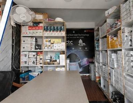 Inside the Dhanalakshmi Security Service showroom at Muthangi, Patancheru